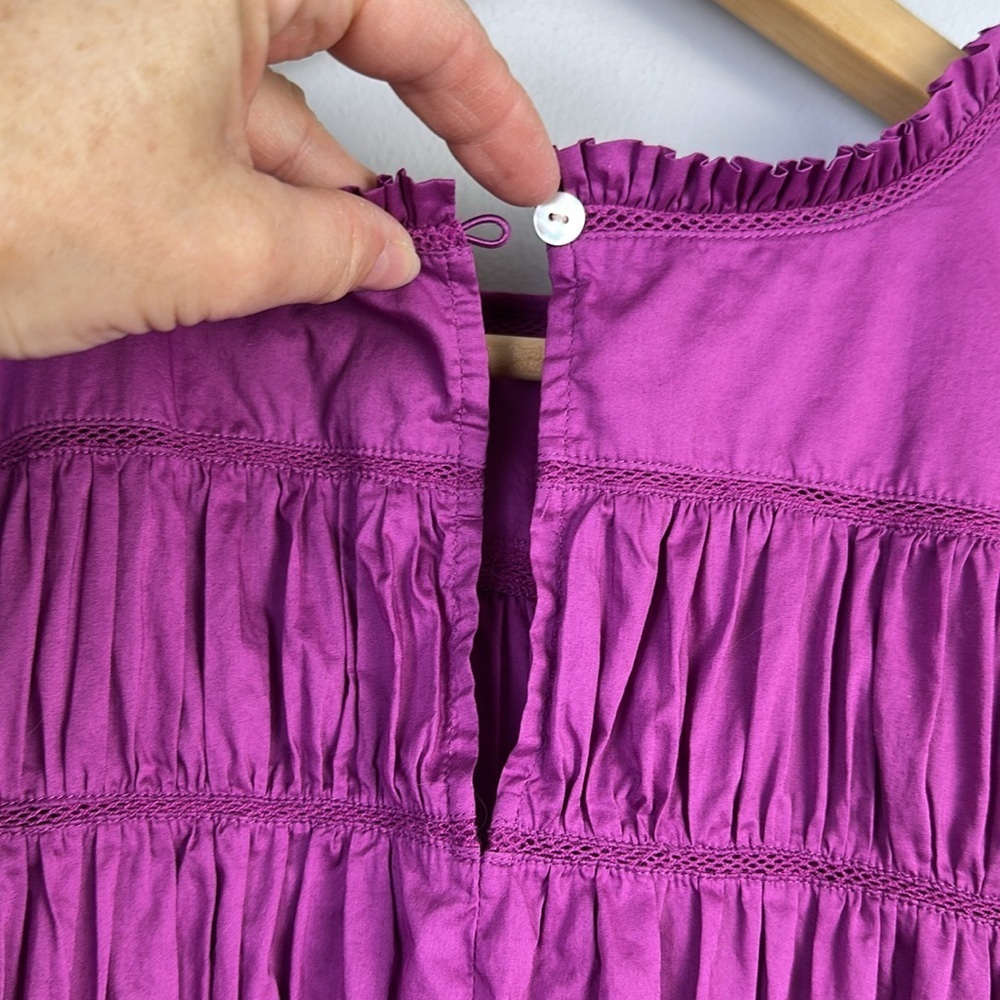 Rails Filomena Top in Berry Size L Feminine Ruffles Flutter Sleeves Airy Cotton - Picture 13 of 16
